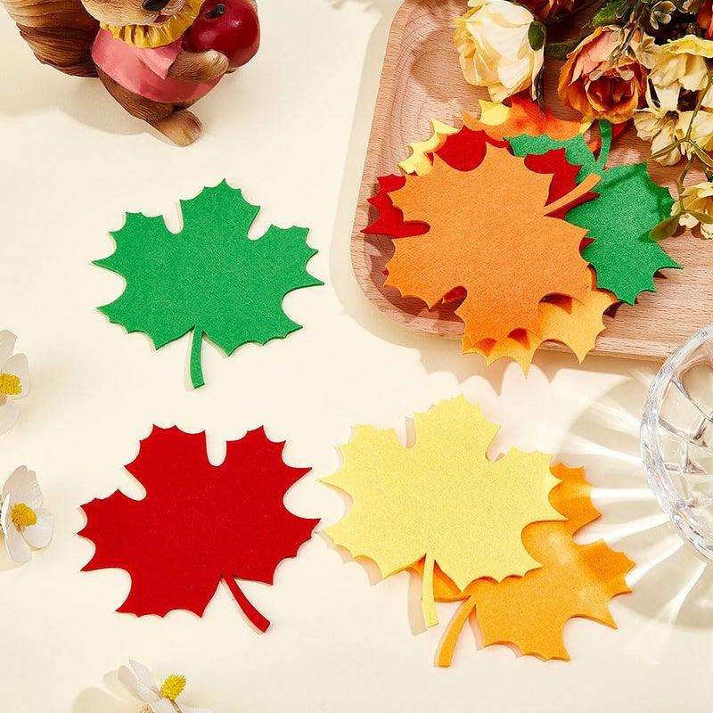 MAYJOYDIY 40Pcs Fall Felt Maple Leaves Cutout Embellishment 5 Colors Autumn Leaf Decors for Thanksgiving Home Classroom Wall Craft Project - Image 4